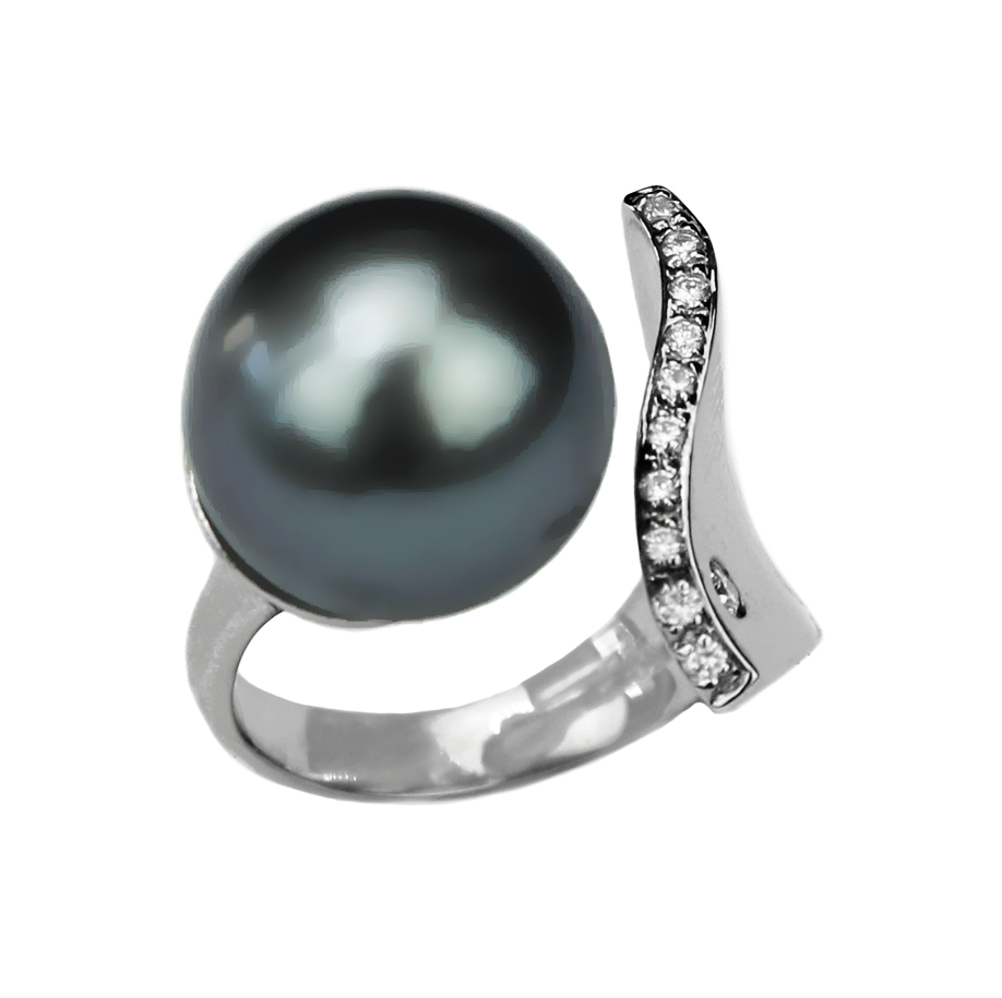 Ring 585 / Weißgold mein schmuckstück petra… – Tahiti-Perle Brillanten 