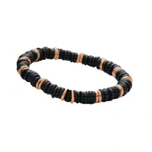 Armband elastisch schwarz mattiert und Rosegold (Herrenarmband)